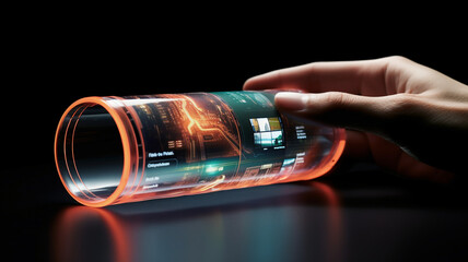 Transparent Flexible Phone, Smartphone That Bends. Generative AI