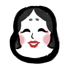 【節分素材】和風の筆描きのおたふくの顔