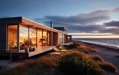 Foto op Plexiglas Scandinavian style modern house on the ocean beach © piai