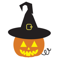 Funny Halloween pumpkin face vector cartoon illustration