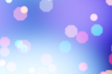 Blurry bokeh images with yellow and red and blue lights on a bright blue background, 3d rendering