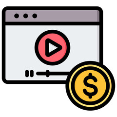 Video Monetization Outline Color Icon