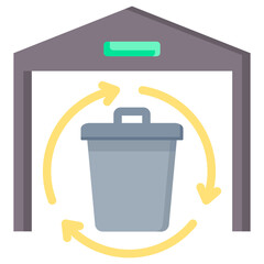 Material Recovery Facility Flat Icon
