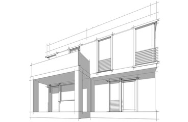 house building sketch architectural 3d illustration