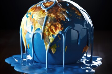 Melting planet earth due to climate change and global warming - obrazy, fototapety, plakaty