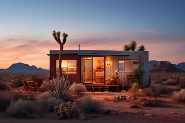 small ADU cottage in the desert, southern California, 2017 - obrazy, fototapety, plakaty