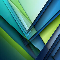 Obraz premium blue and green background with triangle layers in abstract geometric pattern