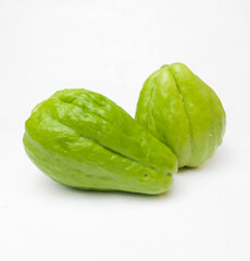 chayote squash on a white background