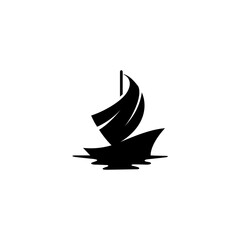 sailing ship silhouette logo vector design