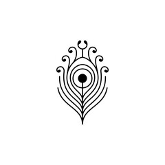 Peacock feather logo in line art style