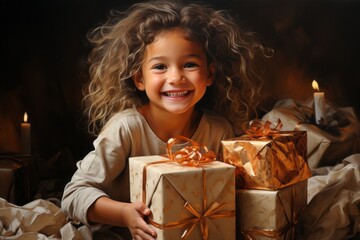 girl with Christmas gift box