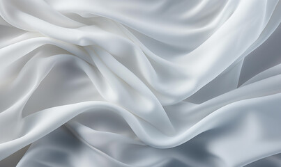 Acercamiento a una tela sintética arrugada de color blanco