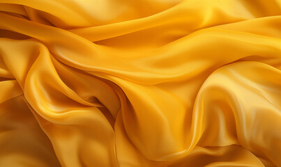 Acercamiento a una tela sintética arrugada de color amarillo - obrazy, fototapety, plakaty