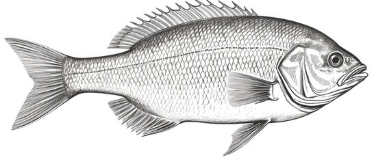 Vintage illustration of Common bream above and vimba bream under isolated on a white background