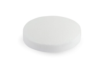 One round pill on white background. Medicinal treatment