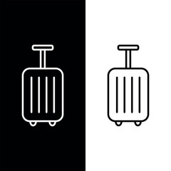 Travel Bag Icon Vector, Black and White Background Version Design