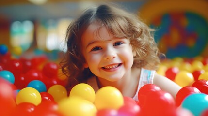 girl playing in a ball pit