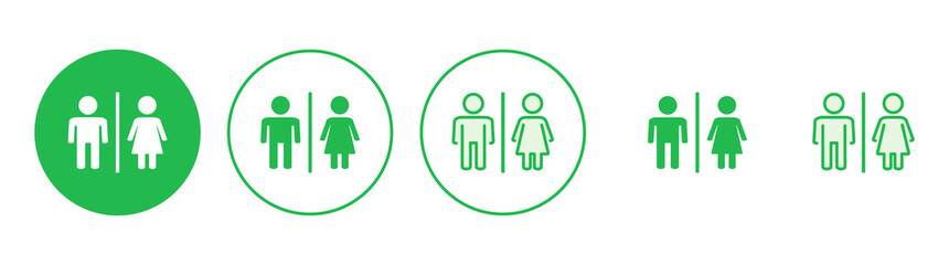 Toilet icon set. restrooms icon vector. bathroom sign. wc, lavatory