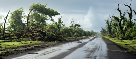 West Bengal is affected by the Amphan cyclone causing tree damage and road blockage - Powered by Adobe