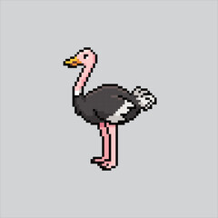 Pixel art illustration Ostrich. Pixelated Ostrich. Ostrich bird pixelated for the pixel art game and icon for website and video game. old school retro.