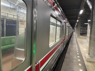 subway train in motion blur