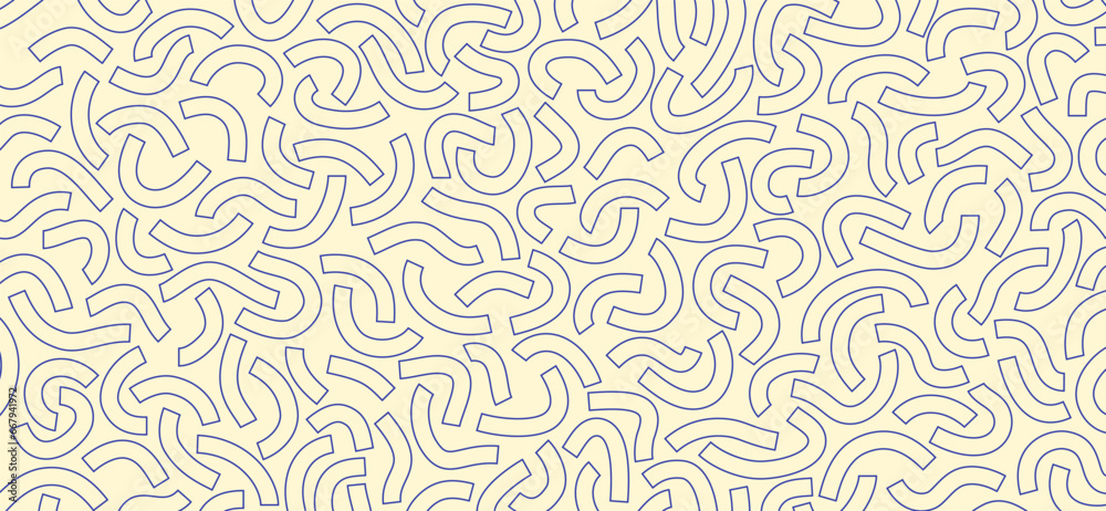 Poster monochrome doodle pattern. funny monochrome pattern. curved blue lines