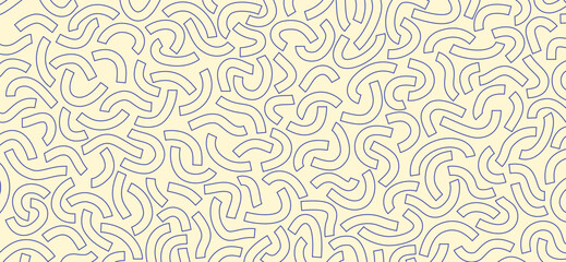 Fototapeta premium Monochrome doodle pattern. Funny monochrome pattern. Curved blue lines