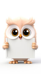 Fototapeta na wymiar Adorable Baby Owl Bird, Awash in Cuteness, Gracefully Standing on Its Tiny Feet and Sweetly Holding a Delightful Banner