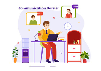 Communication Barrier Vector Illustration with Bad Communications, Disagreements and Problems to Misunderstanding Create Confusion in Flat Background