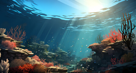 Obraz premium View of fish underwater in beautiful ocean waters with all its landscapes