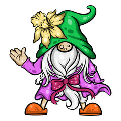 Gnome images, cute, bright colors On the white background Is a cute cartoon vector image