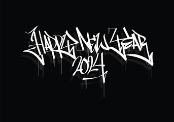 HAPPY NEW YEAR 2024 word graffiti tag style 1