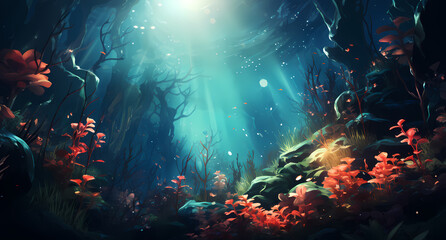 View of fish underwater in beautiful ocean waters with all its landscapes