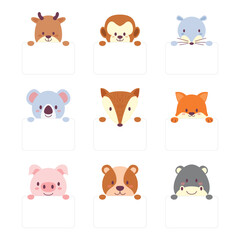 monkey, rat, deer, rhino, bear, pig, fox, koala, frame, border, text, banner, box, animal, avatar, baby, cartoon, character, checklist, collection, colorful, cute, daily, doodle, emoji, emoticon, face