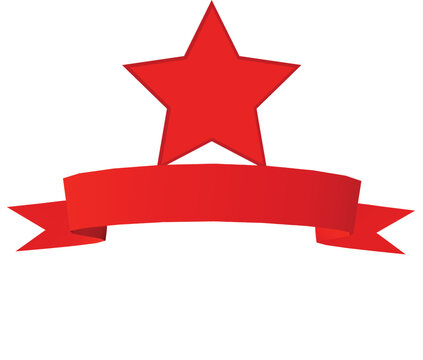 ribbon banner decorative red ribbon . red star vector illustration