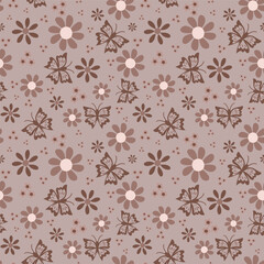 Light brown Butterfly Nature Vector Repeating Pattern