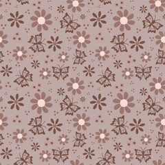 Light brown Butterfly Nature Vector Repeating Pattern