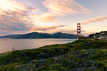 Sunset at The Golden Gate Bridge.