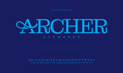 Archer creative modern urban alphabet font. Digital abstract moslem, futuristic, fashion, sport, minimal technology typography. Simple numeric vector illustration