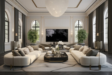 an elegant living room big a big screen