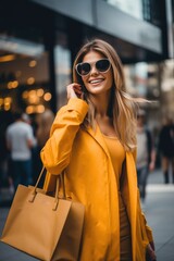 Happy woman doing shopping