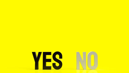 The Yes and No for choice on yellow Background  concept 3d rendering.