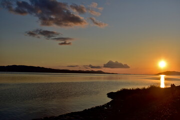宍道湖　夕暮れ　日暮れ　夕焼け
