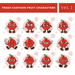 Free Red Apple Mascot Vector Images Set