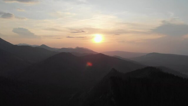 4k Cinematic Mountains Sunset dramatic Sundown Landscape, Sunrise in Mountains View Nature Carpathian Mountains Zakopane Poland
