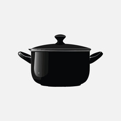 Black clipart of a pot, in the style of minimalist