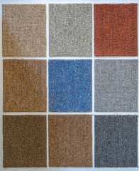 Fototapeta premium Colorful carpet samples in the store
