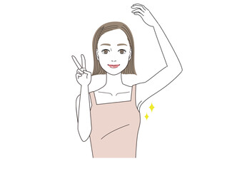 わきが、ムダ毛なし　わきの悩みが解消して喜んでいる女性