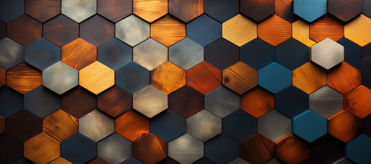Vibrant Wooden Hexagonal Pattern Texture