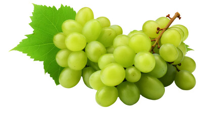 Fresh Green Wine Grapes Isolated on White Transparent Background - Lush Vineyard Harvest for Wine and Culinary Concepts, PNG
